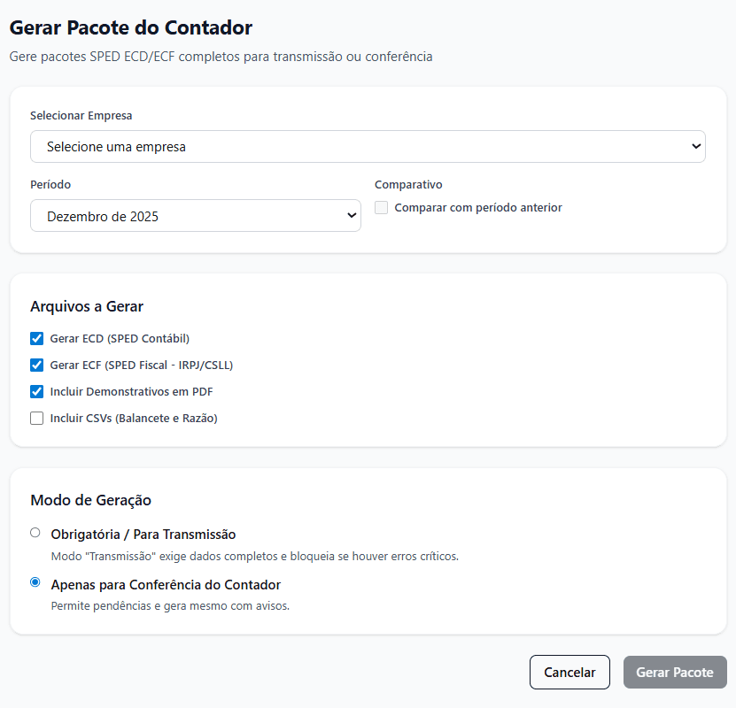 Exportação ECD/ECF